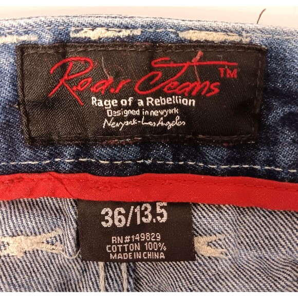 Vtg Y2K Shorts Jorts 36 Denim Acid Wash Loose Skater Grunge HipHop Distressed - Picture 11 of 12